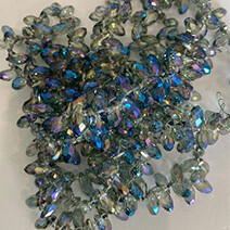 Soft grey blue AB faceted teardrop