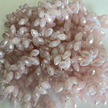 Opaque pink AB faceted teardrop