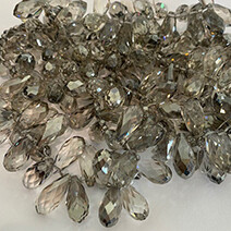 Large Soft Grey AB faceted teardrop
