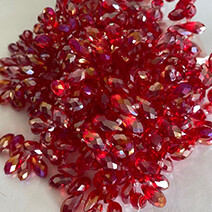 Ruby AB faceted teardrop