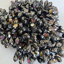 Black AB faceted teardrop