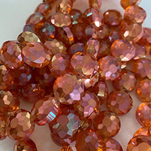 Electroplate faceted flower beads, peach