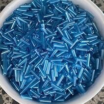 Transparent bugle bead -blue