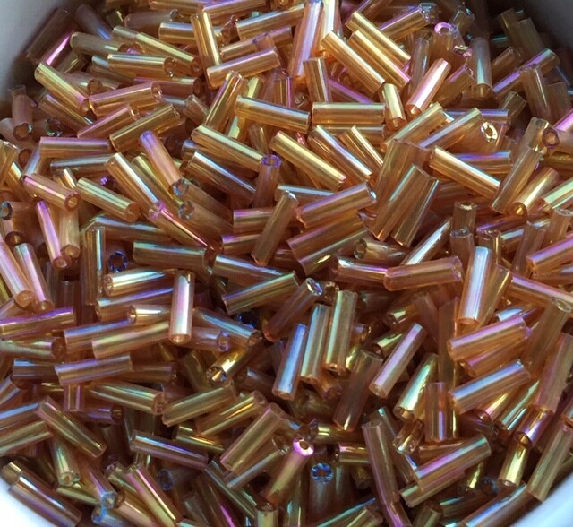 Beads, AB colour bugle bead - Honey