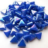 Glass Triangles 10mm: Iridised Brilliant Blue,