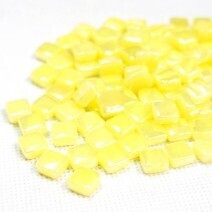 Glass tile, 8mm: Pearlised Daffodil Yellow, 50g