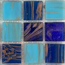 Glass tile, 20mm: Blue Island