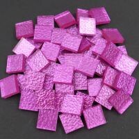 15mm Mirror tile, textured fuchsia