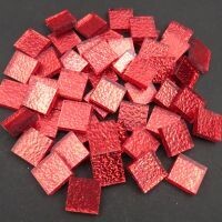 15mm Mirror tile, textured ruby