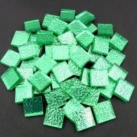 15mm Mirror tile, textured green