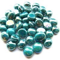 Mini glass nuggets: Teal opalescent
