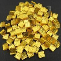 Mirror squares, Bright Gold, 10mm, Textured