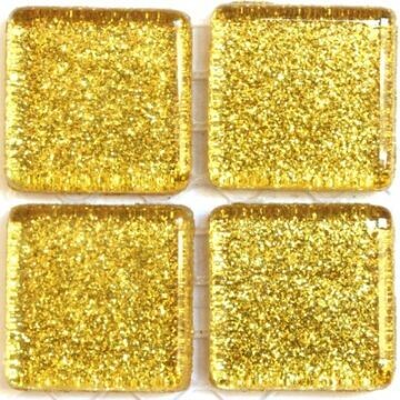 Glass tile, 20mm: glitter glass, Gold
