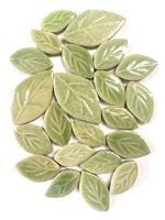 Ceramic leaves, soft green