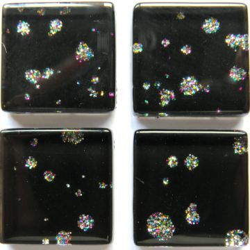 20mm: glitter glass, Black Sequin