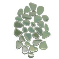 Ceramic mini pebble: iridescent light green