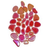 Ceramic mini pebble: iridescent Ruby red