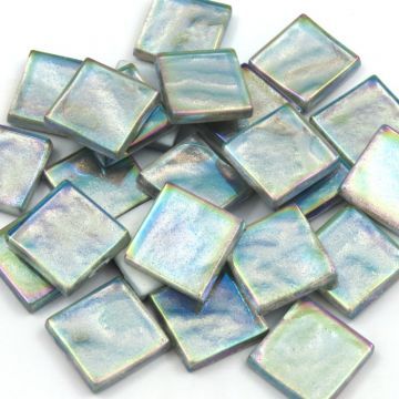 20mm Glass tile: Iridised Silver