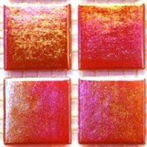 Glass tile, 20mm Nebula: Ruby Red