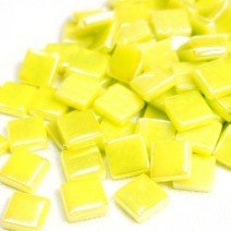 Glass tile, 12mm: Yellow Green Iridised Glass tile, 12mm: Yellow Green Iridised
