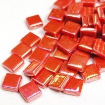 Glass tile, 12mm: Bright Red Iridised