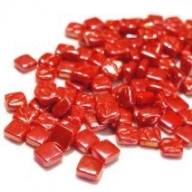 Glass tile, 8mm: Pearlised Bright Red
