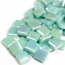 Glass tile, 12mm: Pale Teal Iridised Glass tile, 12mm: Pale Teal Iridised