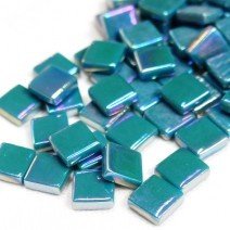 Glass tile, 12mm: Deep Teal Iridised Glass tile, 12mm: Deep Teal Iridised