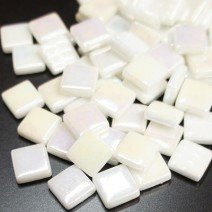 Glass tile, 12mm: Opal White Iridised Glass tile, 12mm: Opal White Iridised