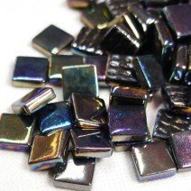 Glass tile, 12mm: Opal Black Iridised Glass tile, 12mm: Opal Black Iridised