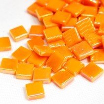 Glass tile, 12mm: Opal Orange Iridised Glass tile, 12mm: Opal Orange Iridised