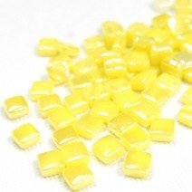 Glass tile, 8mm: Pearlised Acid Yellow, 50g Glass tile, 8mm: Pearlised Acid Yellow, 50g