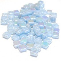 Glass tile, 8mm: Pearlised Aqua, 50g Glass tile, 8mm: Pearlised Aqua, 50g