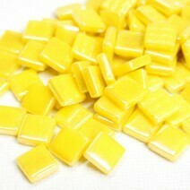 Glass tile, 12mm: Yellow Iridised Glass tile, 12mm: Yellow Iridised