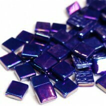 Glass tile, 12mm: Royal Blue Iridised Glass tile, 12mm: Royal Blue Iridised