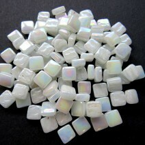 Glass tile, 8mm: Pearlised broken white, 50g Glass tile, 8mm: Pearlised broken white, 50g