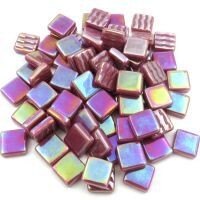 Glass tile, 12mm: Raspberry Iridised