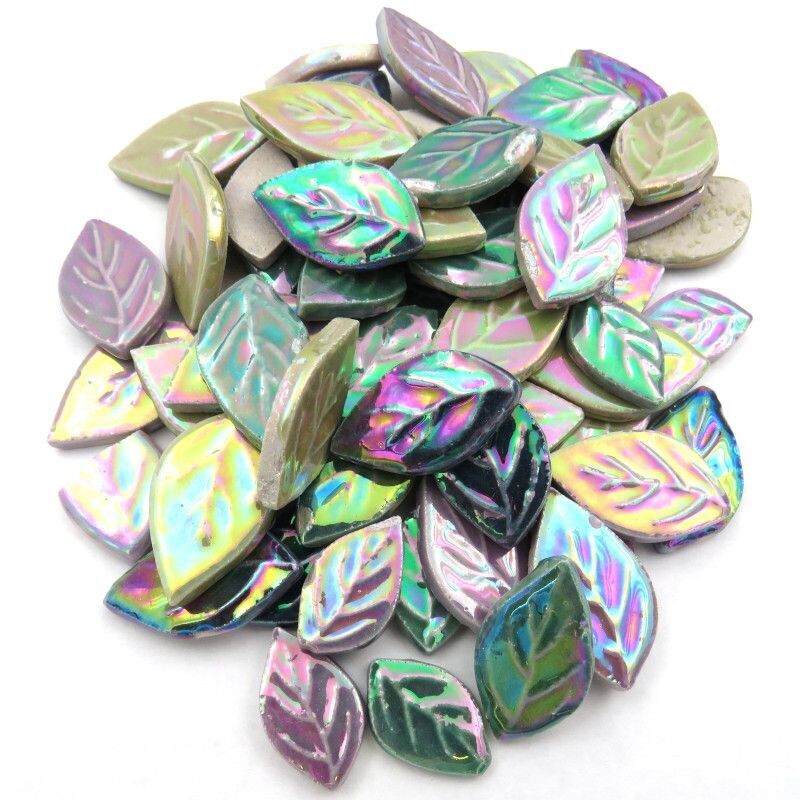 Iridised ceramic leaves, small Iridised ceramic leaves, small