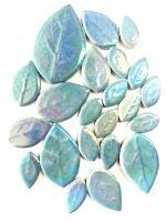 Iridised ceramic leaves, turquoise