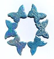 Ceramic Butterfly, iridised turquoise Ceramic Butterfly, iridised turquoise