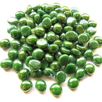 Mini glass nuggets: Green opalescent Mini glass nuggets: Green opalescent