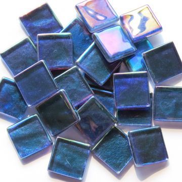 20mm Glass tile: Iridised Imperial Blue 20mm Glass tile: Iridised Imperial Blue