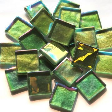 20mm Glass tile: Iridised Basil Green 20mm Glass tile: Iridised Basil Green