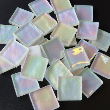 20mm Glass tile: Iridised White 20mm Glass tile: Iridised White