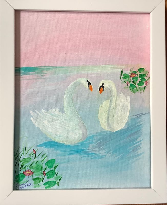 Swans in the Sunset