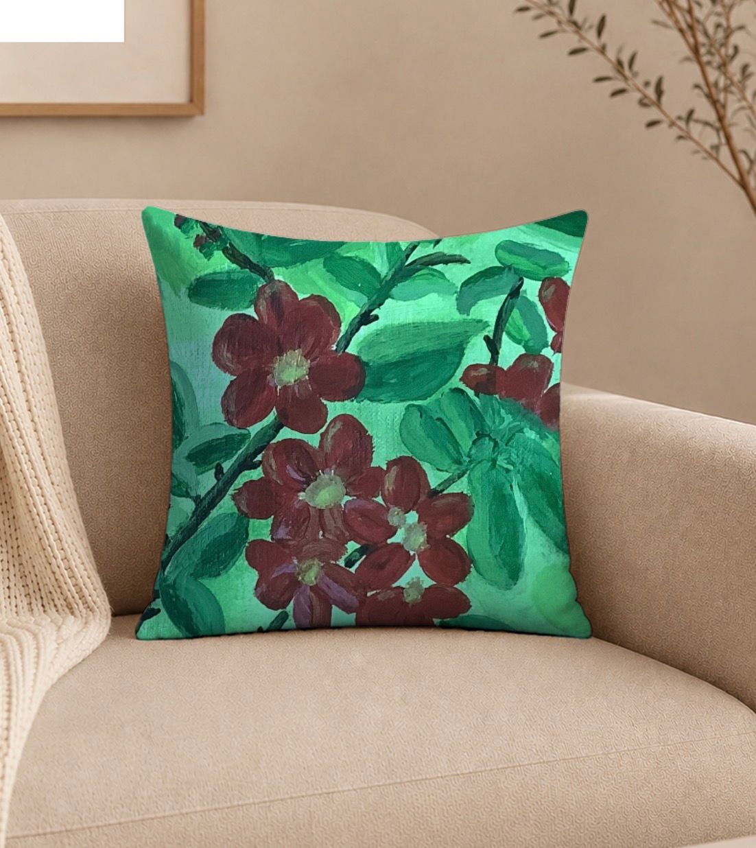 Pillow- Japonica Flowers