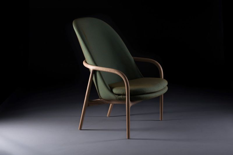 Neva Lounge Chair with High Back and Leather Seat