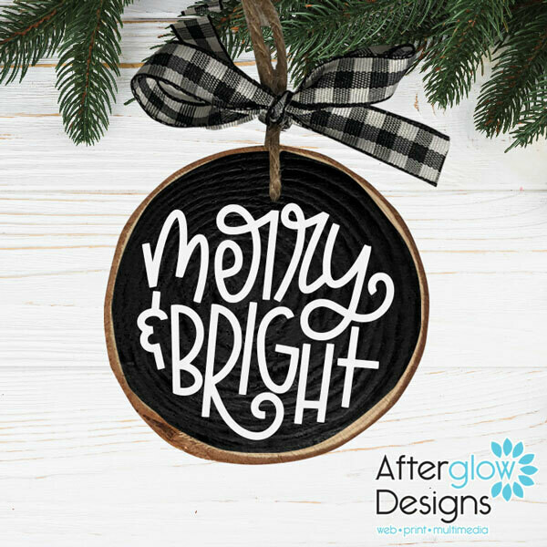 “Merry & Bright” Wood Ornament