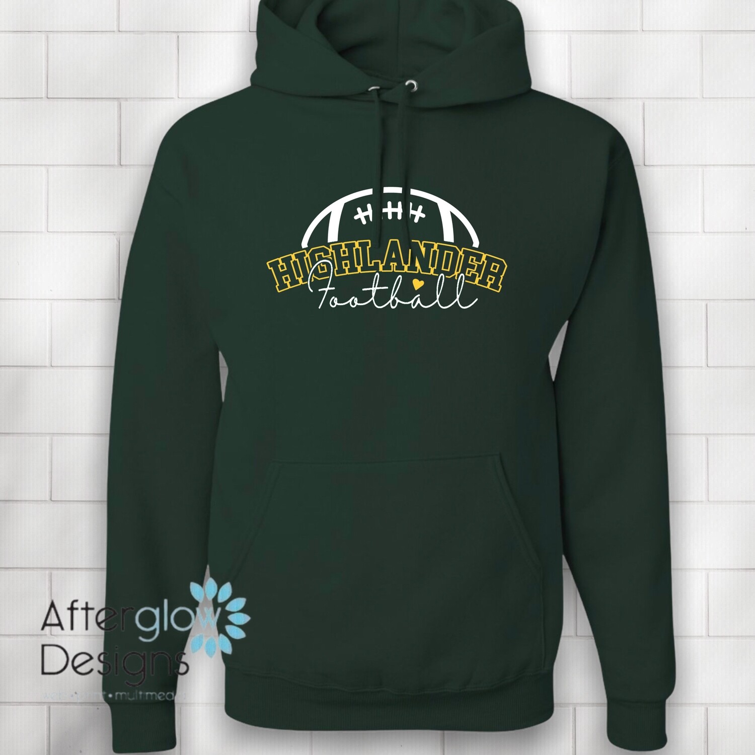 Football Heart Design on Dark Green 50/50 Hoodie – Store – Afterglow Designs