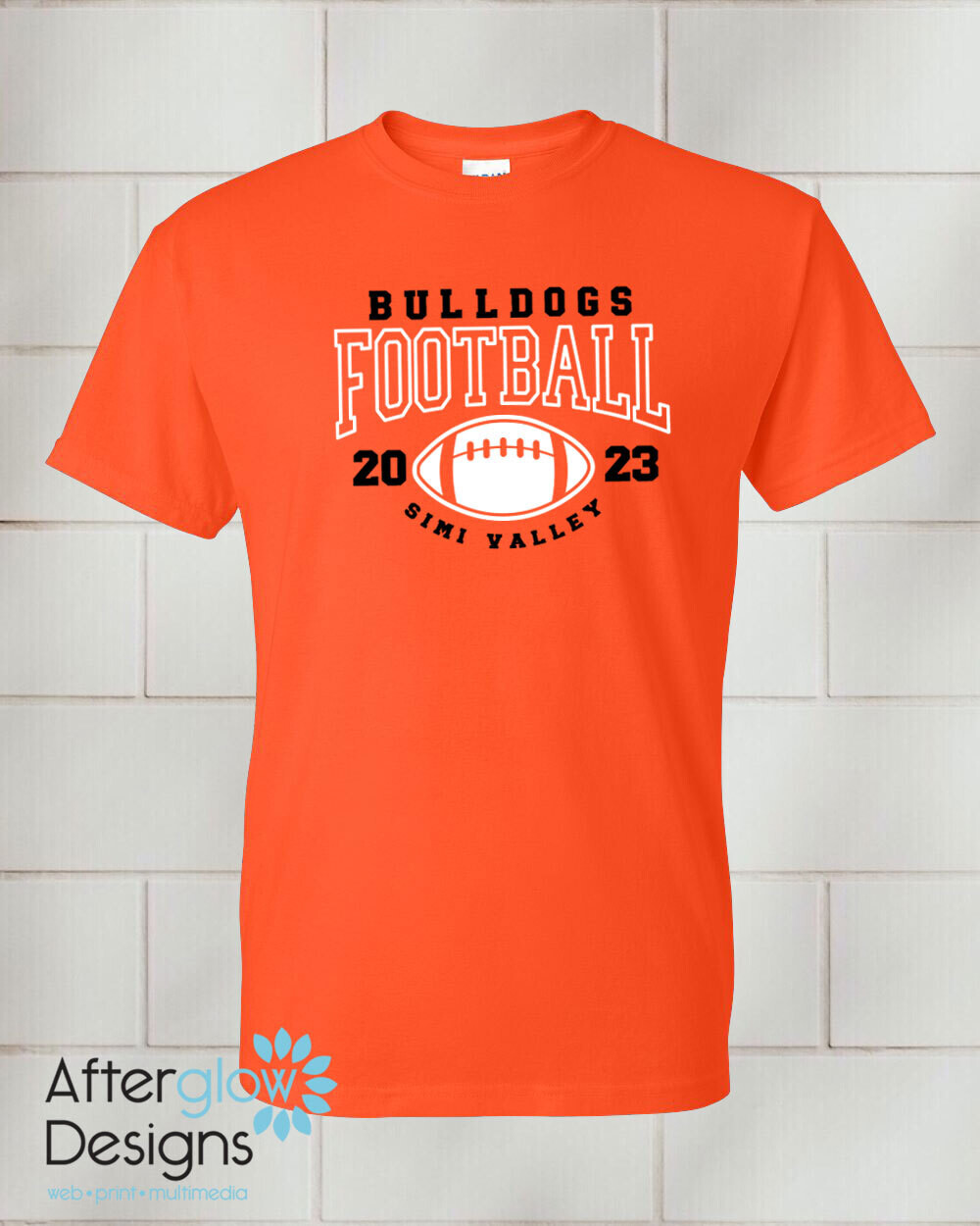 2023 Bulldogs Football Design on Orange 50/50 Tshirt – Los Robles Hospital  Apparel Order Form – Afterglow Designs
